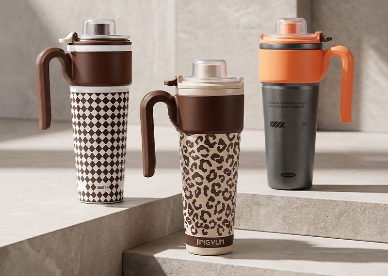 Flow Cup 40oz in three color-blocked finishes