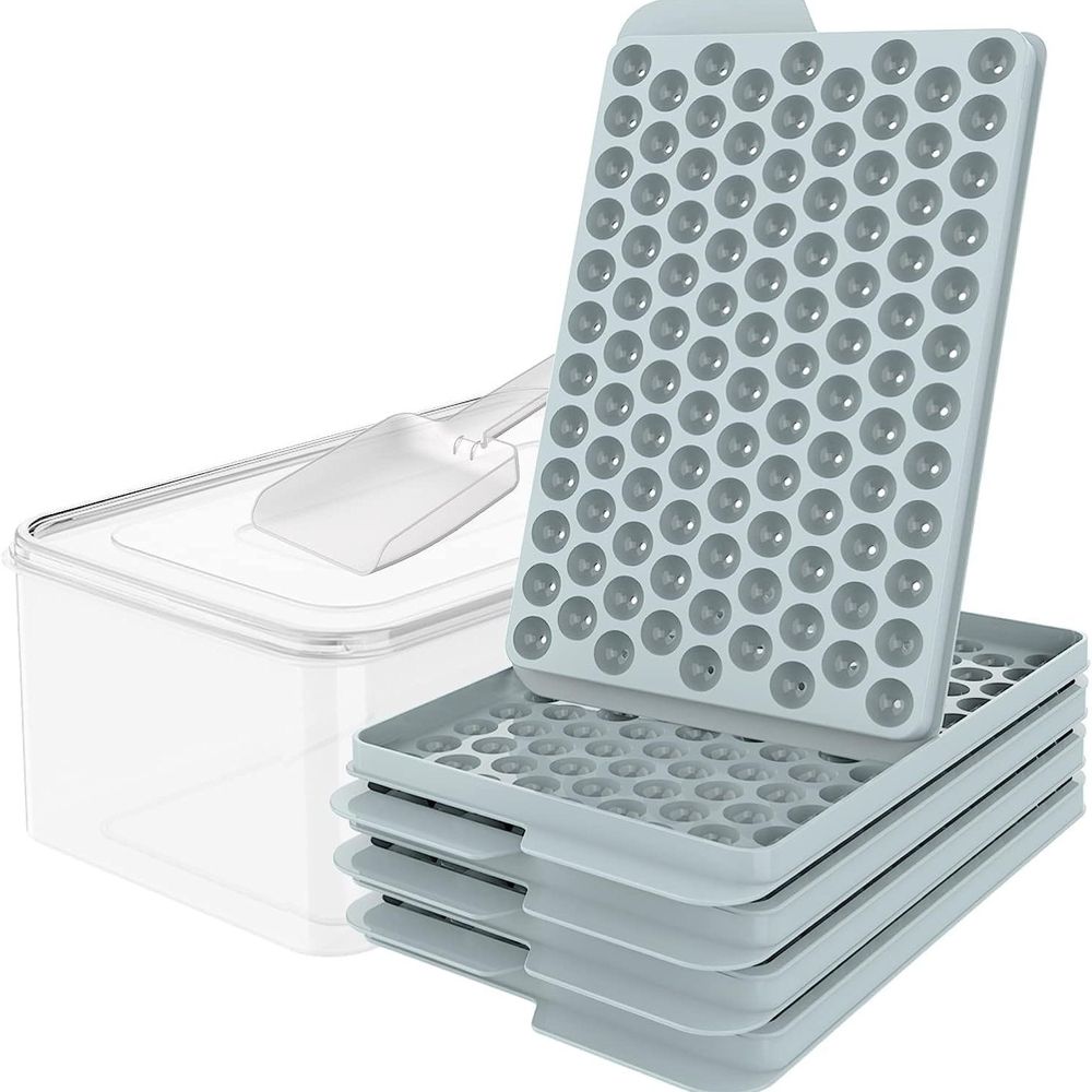Chill Ice Ball Trays in Mist Gray with storage bin